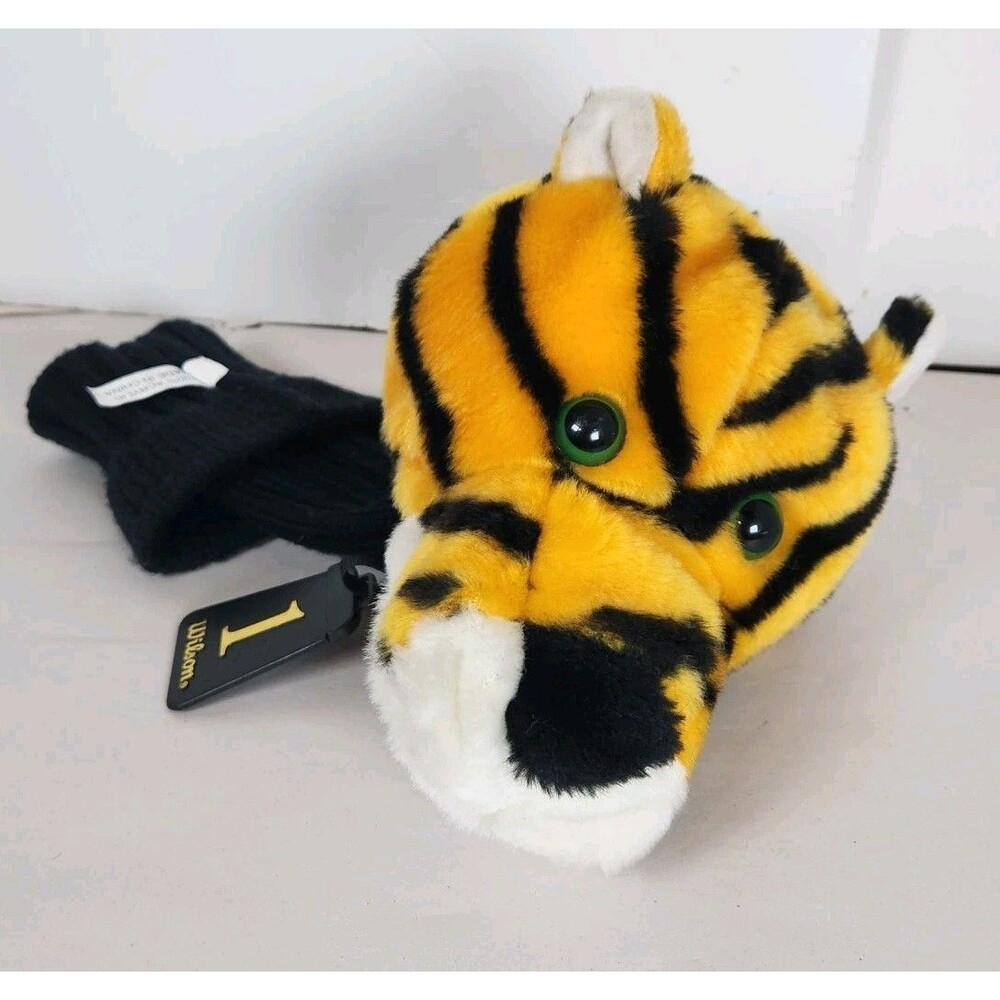 Vintage Orange Tiger Plush Golf Club Head Cover #1 Tag‎ Driver sock protection